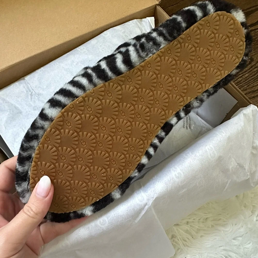 UGG fluff slides zebra
